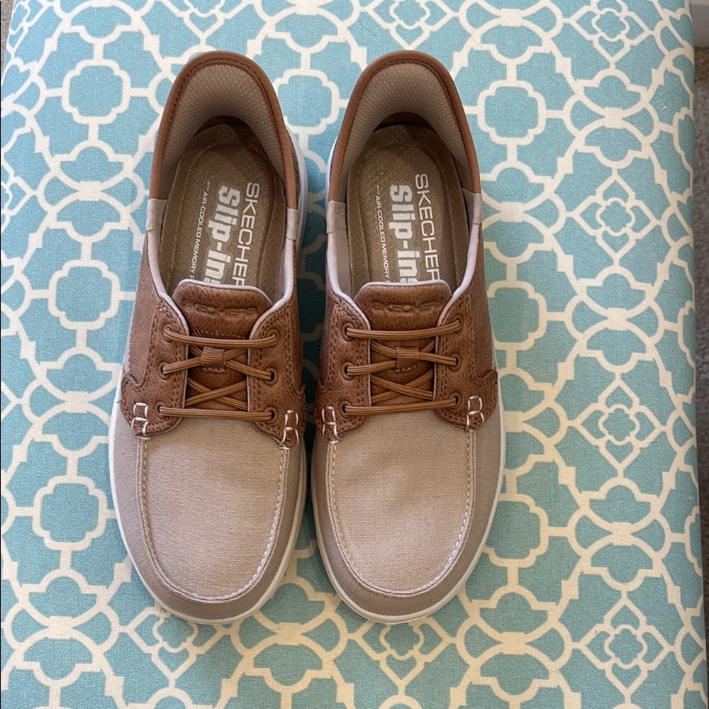 Skechers Brown Leather Boat Shoes Casual Comfort NWOT